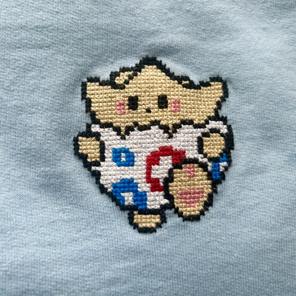 Pokémon Togepi Hand Embroidered Cross Stitch Crewneck Sweatshirt - Picture 5 of 6